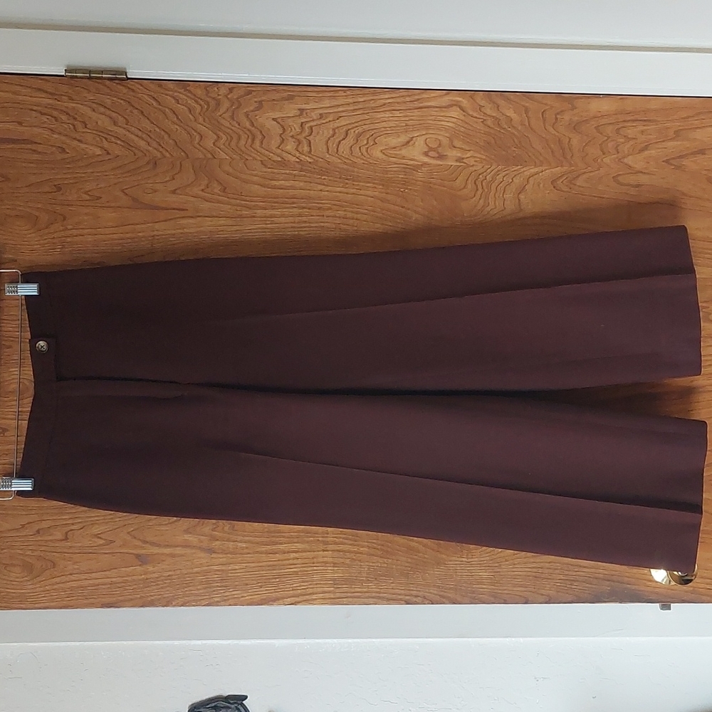 Brown Wool High Waisted Pleated Pants